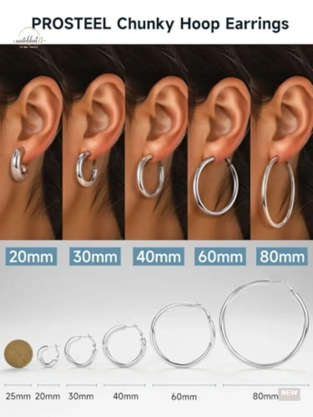 316L Stainless Steel Chunky Hoop Earrings Hypoallergenic 30mm